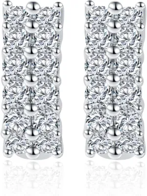 0.3 Carat Smal Diamond Hoop Earrings for Women in Hexagon Design, Excellent Cut, VVS2 Clarity, D-color