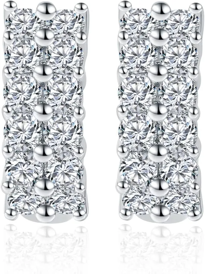 0.3 Carat Smal Diamond Hoop Earrings for Women in Hexagon Design, Excellent Cut, VVS2 Clarity, D-color