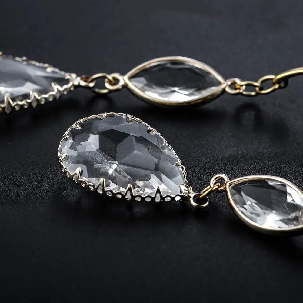 1 Pair saddle gauges Teardrop Crystal Dangle earrings Ear Tunnels Plugs 316 Stainless Steel Ear Weight Plugs Hypoallergenic expander Piercing Body Jewelry