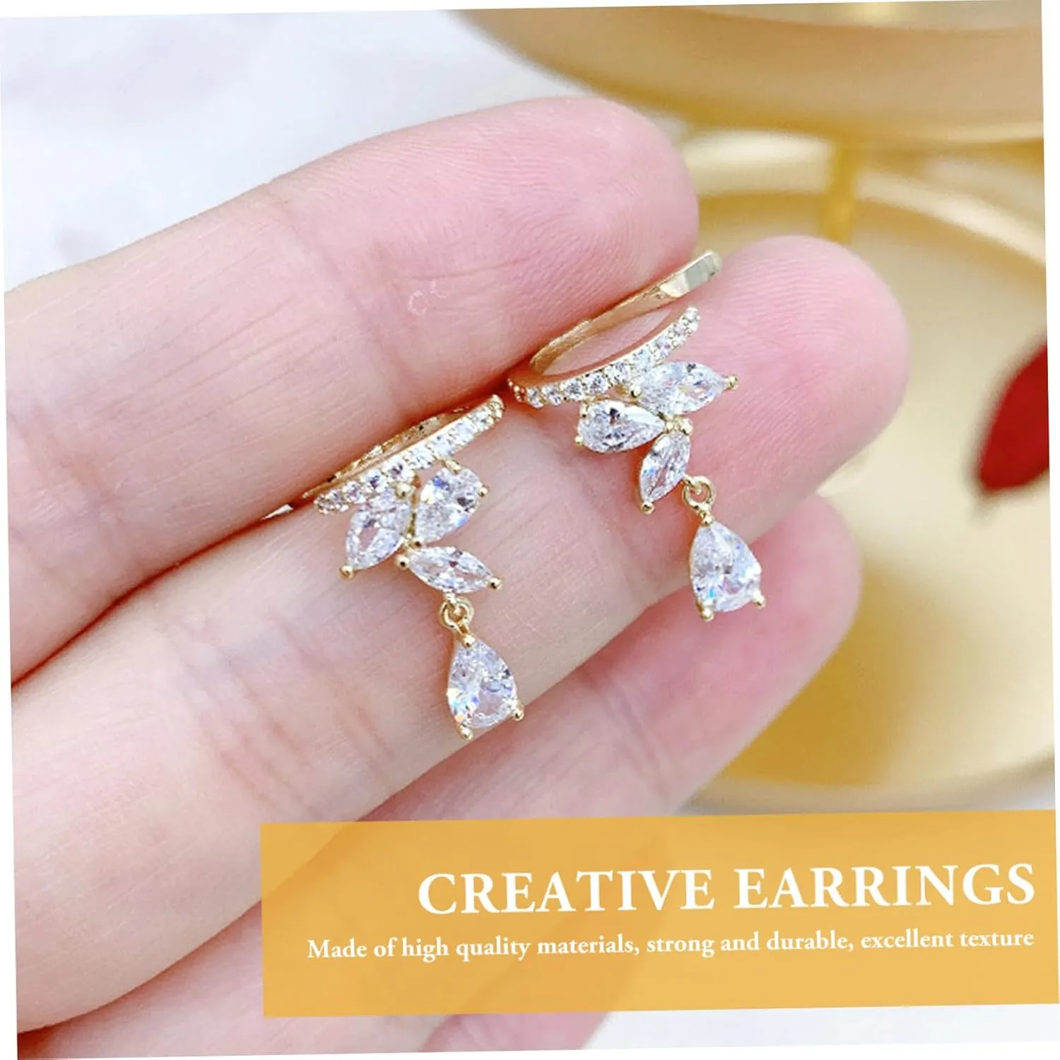 1 Pair Zircon Ear Women Zircon Ear Cuff Clip on Earring Zircon Earring Ear Cuff Clip on Zircon Earring