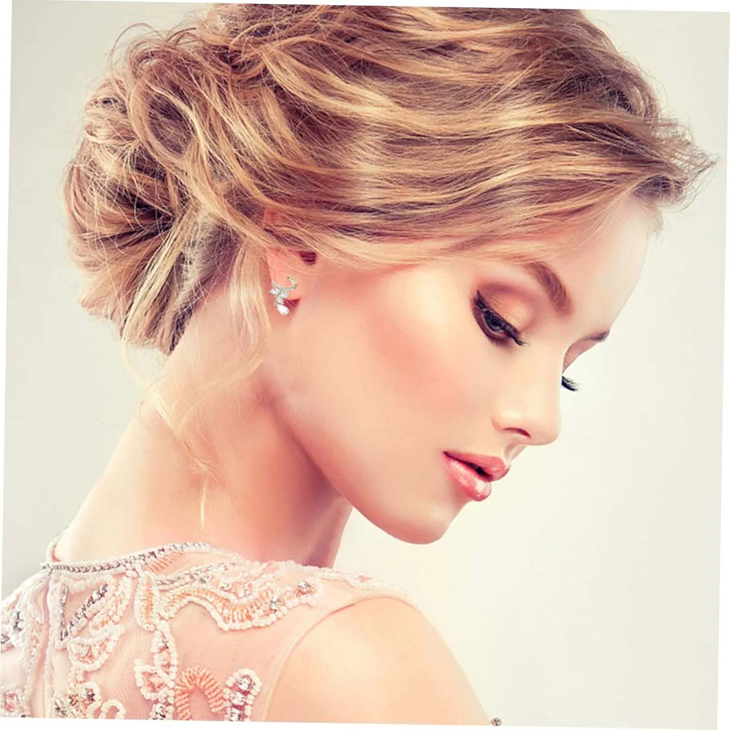 1 Pair Zircon Ear Women Zircon Ear Cuff Clip on Earring Zircon Earring Ear Cuff Clip on Zircon Earring