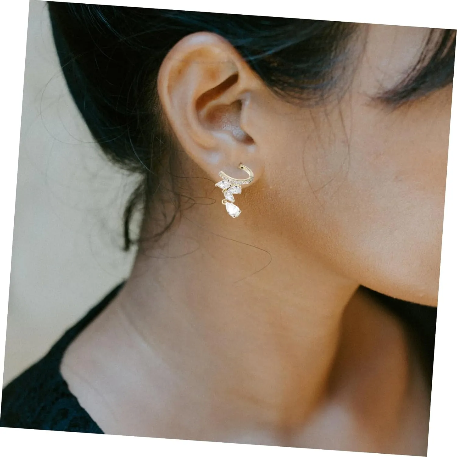 1 Pair Zircon Ear Women Zircon Ear Cuff Clip on Earring Zircon Earring Ear Cuff Clip on Zircon Earring