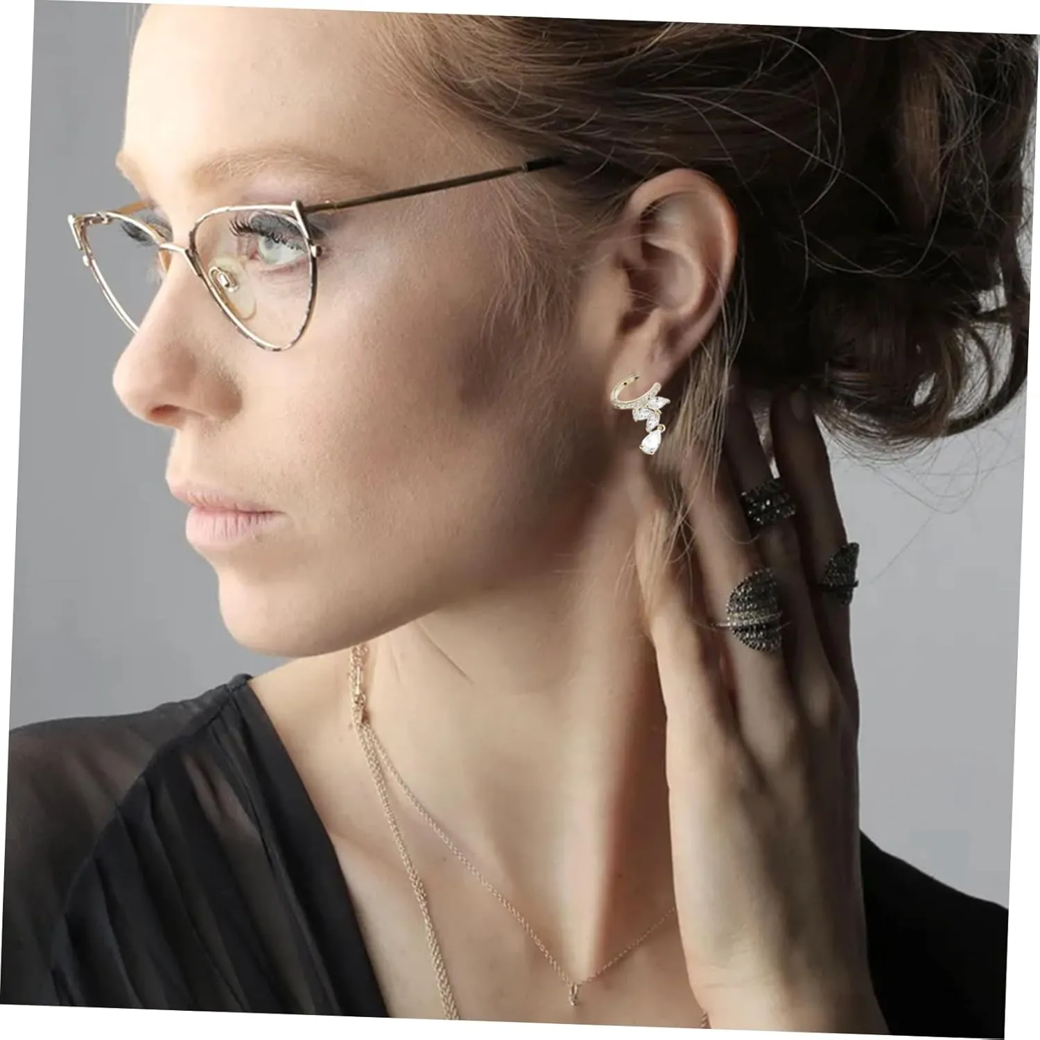 1 Pair Zircon Ear Women Zircon Ear Cuff Clip on Earring Zircon Earring Ear Cuff Clip on Zircon Earring