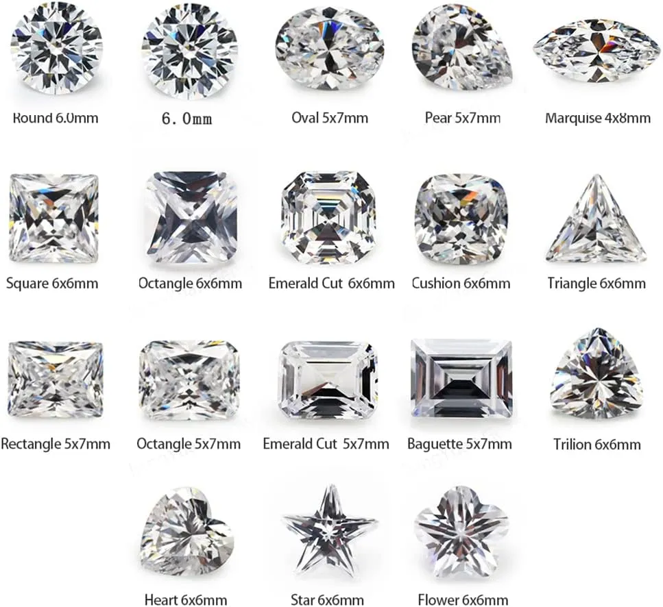1 Set 18 Different Shape Loose CZ Stone 5A White Cubic Zircoia Synthetic Gemstone for Jewelry Making
