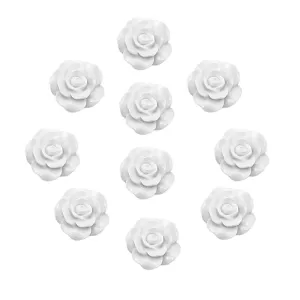 10 Pcs Rose Flower Brooches Women Jewelry Resin Flower Bridal Badge Pins Wedding Party Accessory (white)