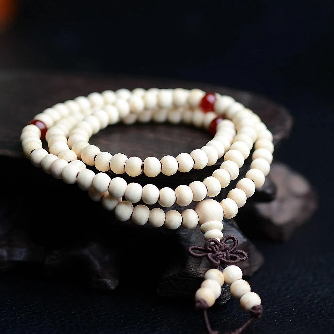 108 Natural Sandalwood Buddhist Meditation Wooden Prayer Beads Marathi Bracelet