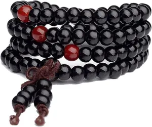 108 Natural Sandalwood Buddhist Meditation Wooden Prayer Beads Marathi Bracelet