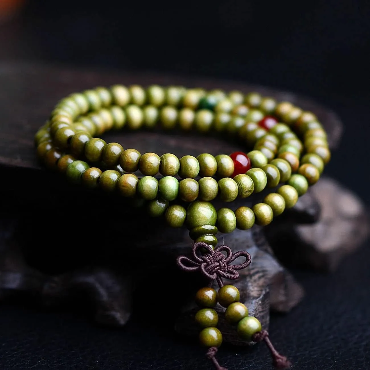 108 Natural Sandalwood Buddhist Meditation Wooden Prayer Beads Marathi Bracelet