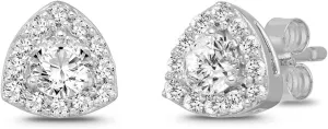 10k Gold or Silver Diamond Halo Stud Earrings (1/3 cttw, I-J Color, I2-I3 Clarity)