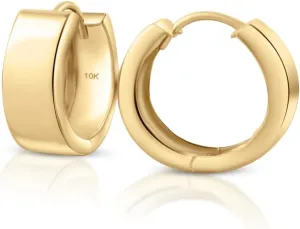 10k Solid Gold Huggie Hoop Earrings, Real Gold Chunky Huggie, Thick Gold Huggie Hoops, Plain Gold Huggie Hoop Earrings, Minimalist Huggie