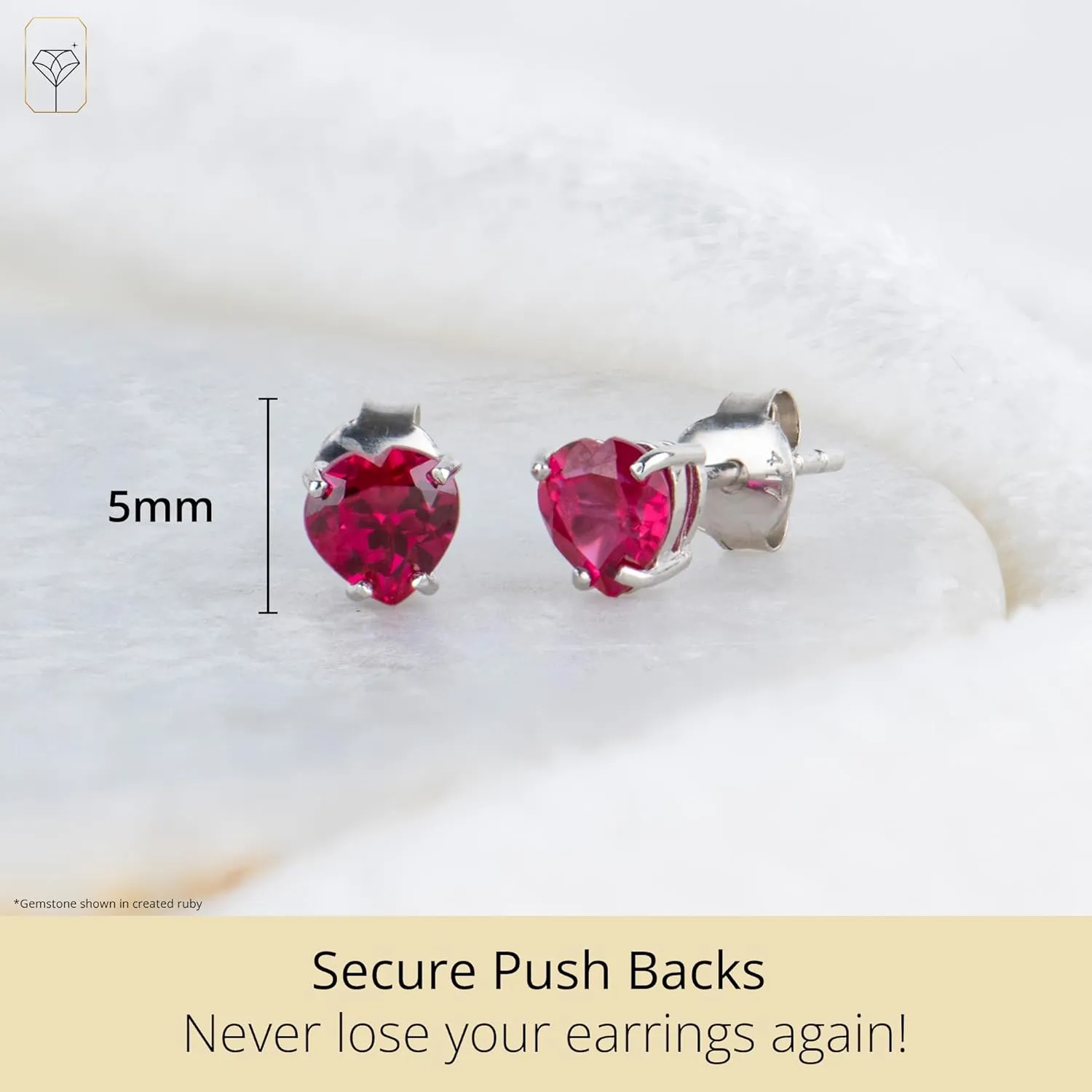 10k White Gold Heart Stud Earrings for Women with Birthstone by MAX   STONE