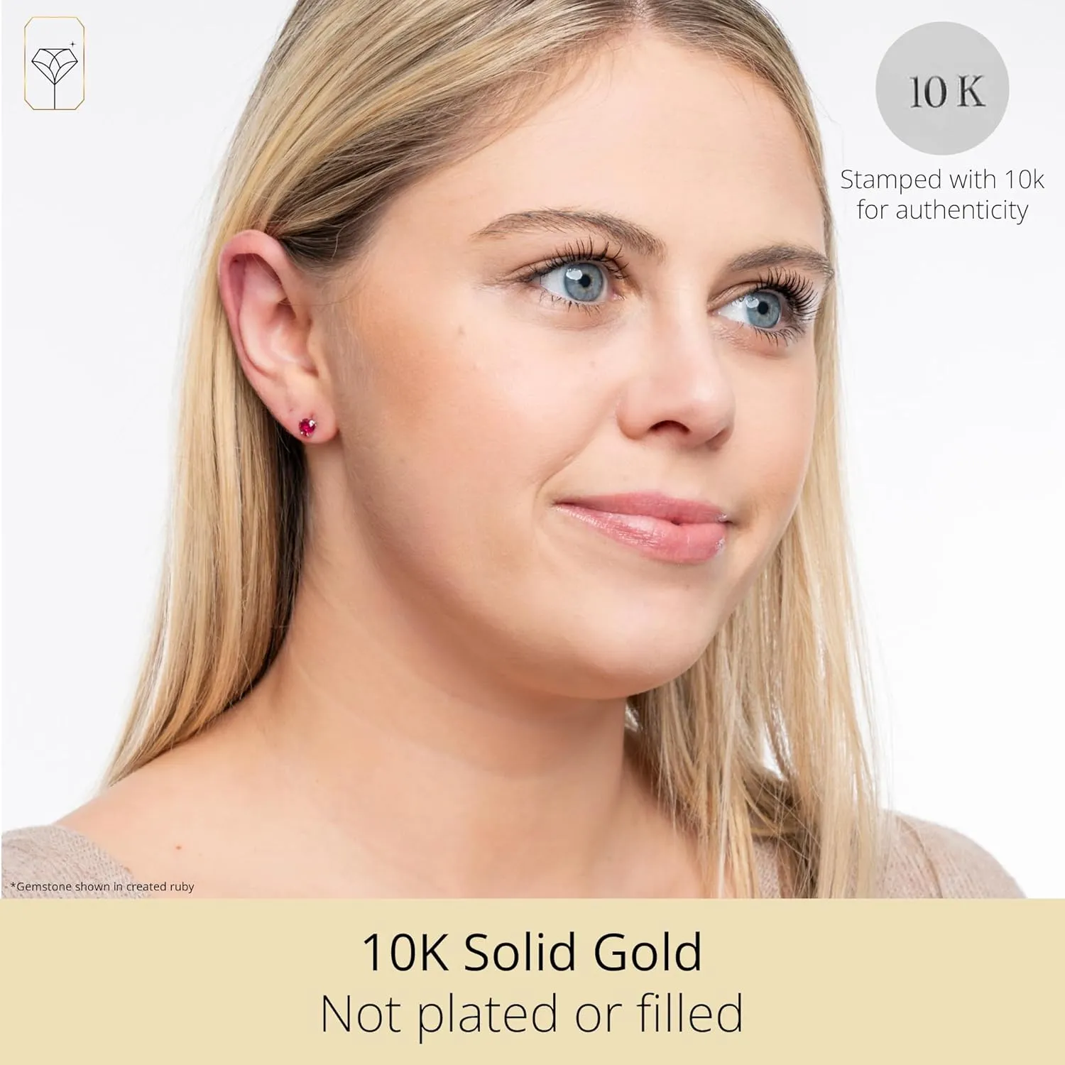 10k White Gold Heart Stud Earrings for Women with Birthstone by MAX   STONE
