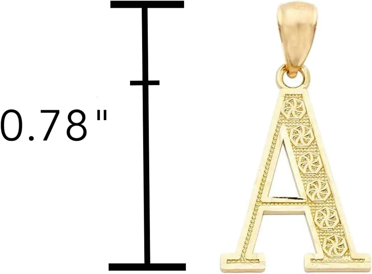 10K Yellow Gold Diamond Cut A to Z Alphabet Initial Letter Charm Necklace Pendant (Small Size)