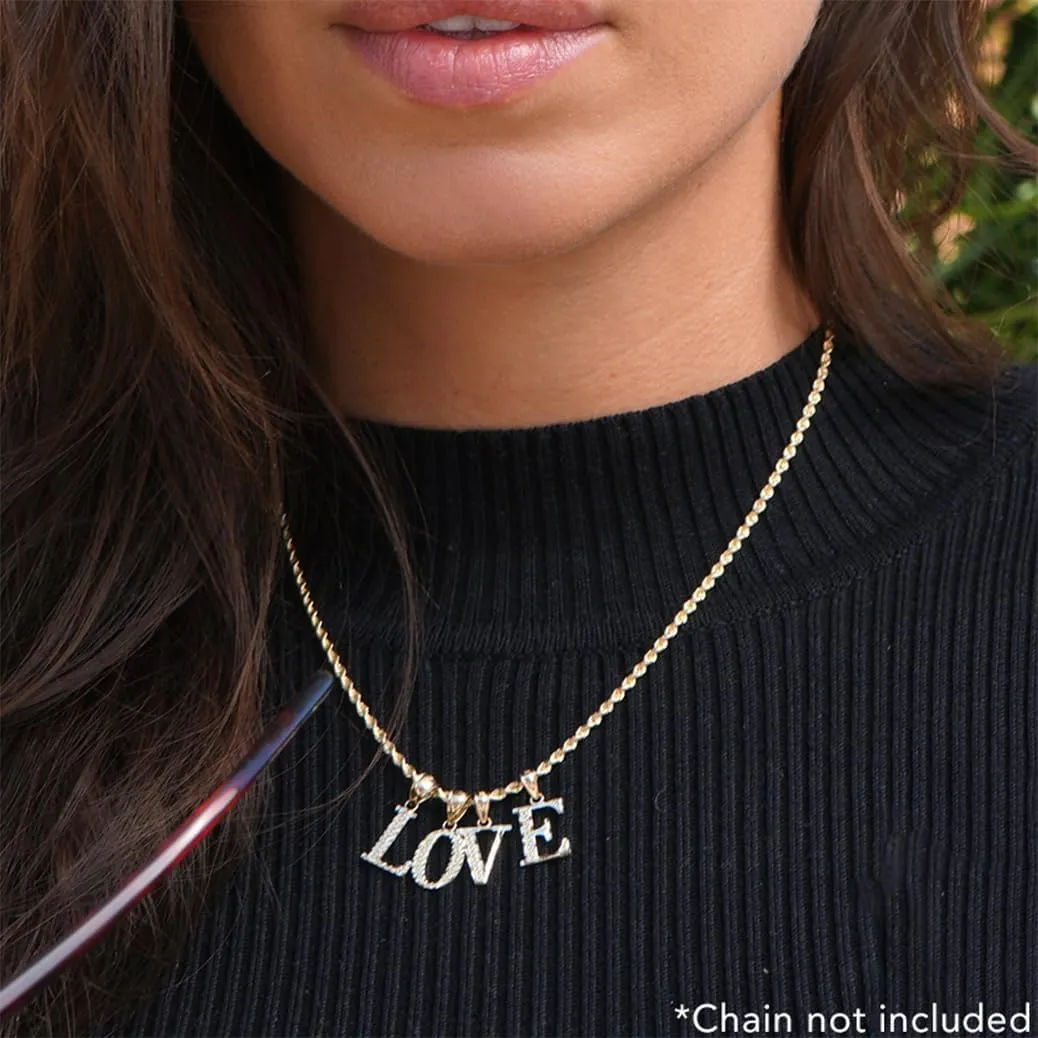 10K Yellow Gold Diamond Cut A to Z Alphabet Initial Letter Charm Necklace Pendant (Small Size)