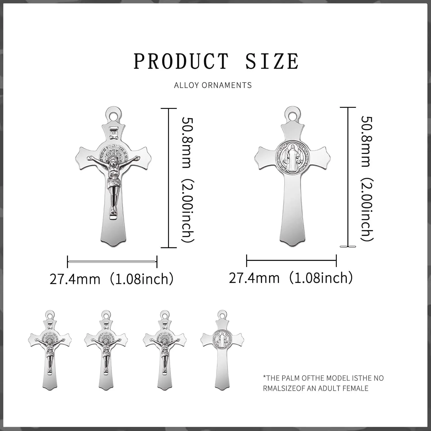 10Pcs Metal Saint Benedict Medals Cross Charm Rosary Center INRI Crucifix Pendant Beads DIY Catholic Jewelry Gifts Necklace Keychain for Men Women