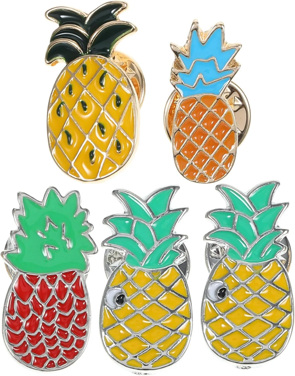 10pcs Pineapple Brooch for Women Girl Cute Enamel Brooch Pins Dripping Oil Fruit Brooches Assortment