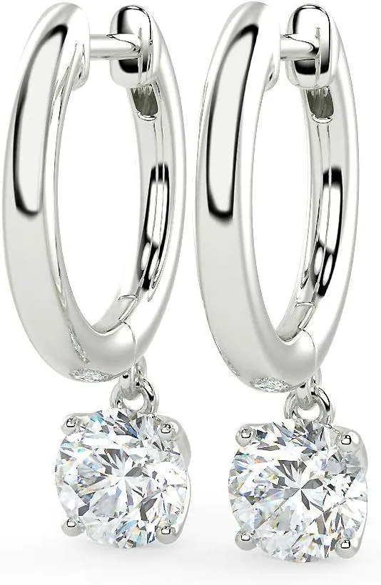 1/2 to 4 Carat Lab Grown Diamond Huggie Hoop Earrings for Women I 14k Gold Earrings (G-H, VS1-VS2, 0.50 to 4.00 cttw) Dangling Drop I Brilliant Cut Diamond Hoops by Carbon Atelier