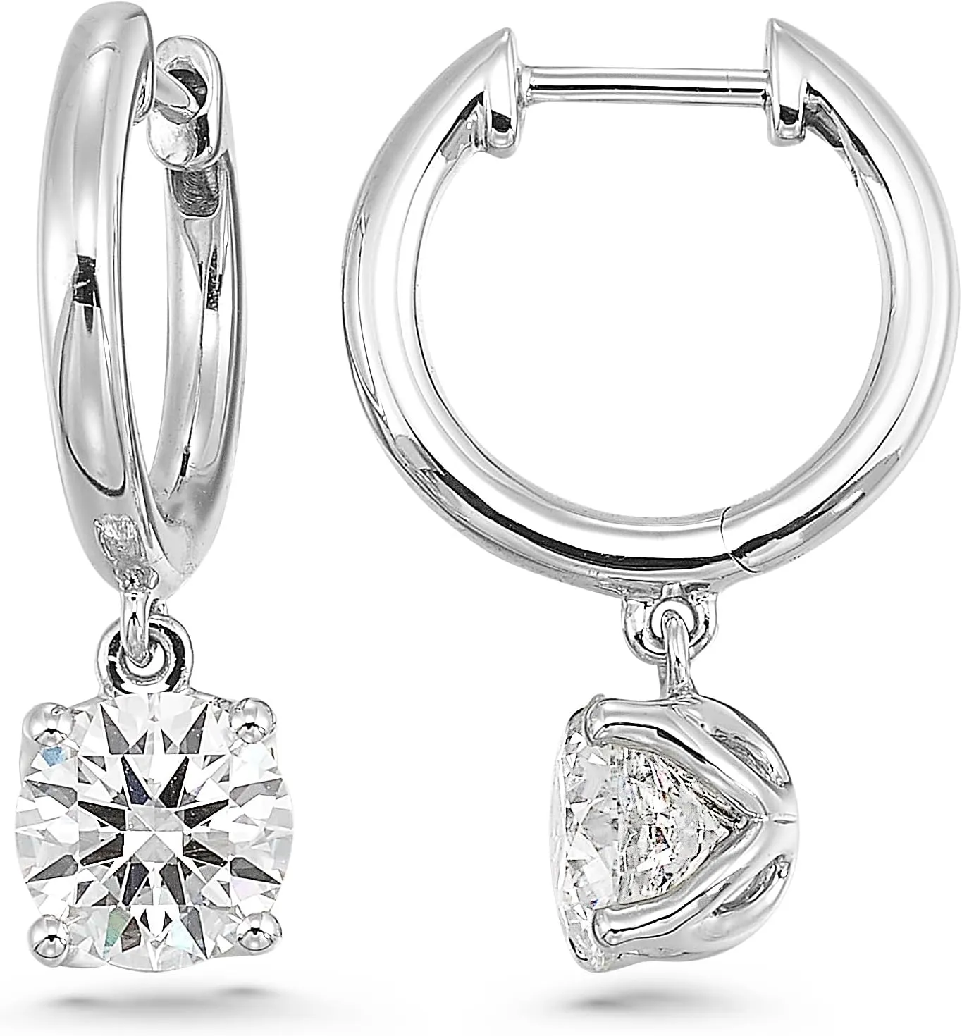 1/2 to 4 Carat Lab Grown Diamond Huggie Hoop Earrings for Women I 14k Gold Earrings (G-H, VS1-VS2, 0.50 to 4.00 cttw) Dangling Drop I Brilliant Cut Diamond Hoops by Carbon Atelier