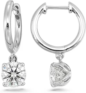 1/2 to 4 Carat Lab Grown Diamond Huggie Hoop Earrings for Women I 14k Gold Earrings (G-H, VS1-VS2, 0.50 to 4.00 cttw) Dangling Drop I Brilliant Cut Diamond Hoops by Carbon Atelier