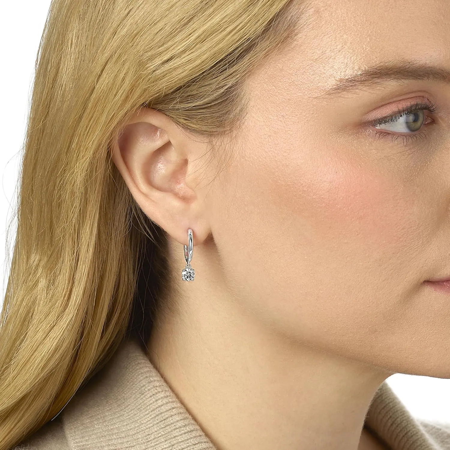 1/2 to 4 Carat Lab Grown Diamond Huggie Hoop Earrings for Women I 14k Gold Earrings (G-H, VS1-VS2, 0.50 to 4.00 cttw) Dangling Drop I Brilliant Cut Diamond Hoops by Carbon Atelier