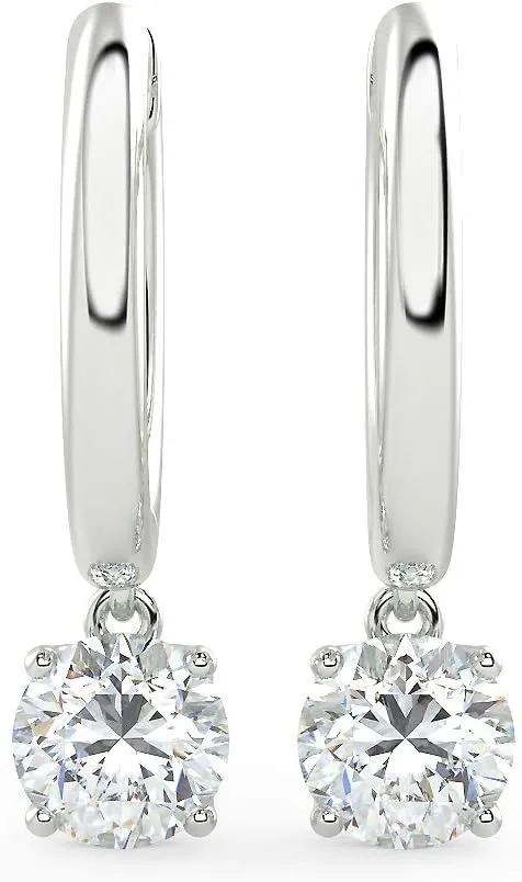 1/2 to 4 Carat Lab Grown Diamond Huggie Hoop Earrings for Women I 14k Gold Earrings (G-H, VS1-VS2, 0.50 to 4.00 cttw) Dangling Drop I Brilliant Cut Diamond Hoops by Carbon Atelier