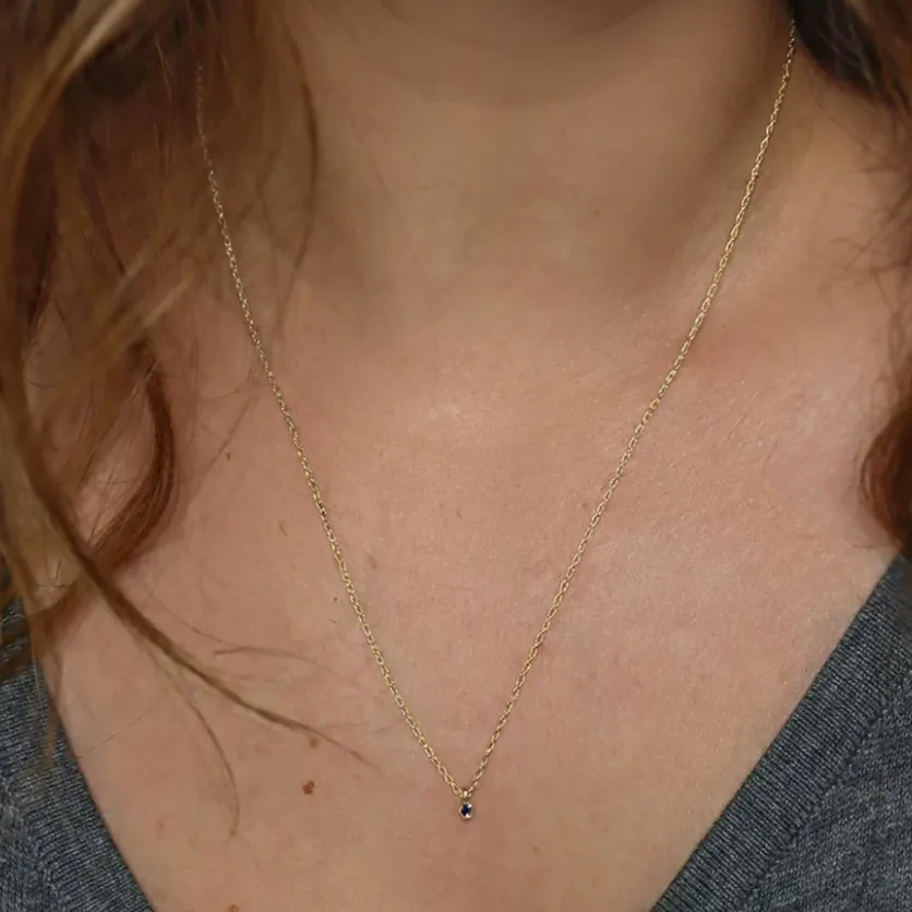 14k Gold Dainty Birthstone Necklace