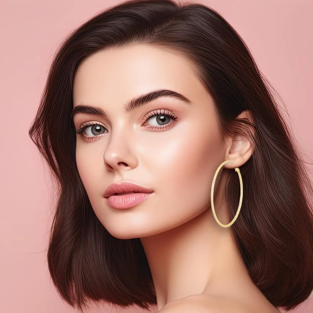 14K Gold Hoop Earrings for Women Stunning Oversized Gold Hoop Chunky Earrings for Women Elegant Thin Gold Hoops
