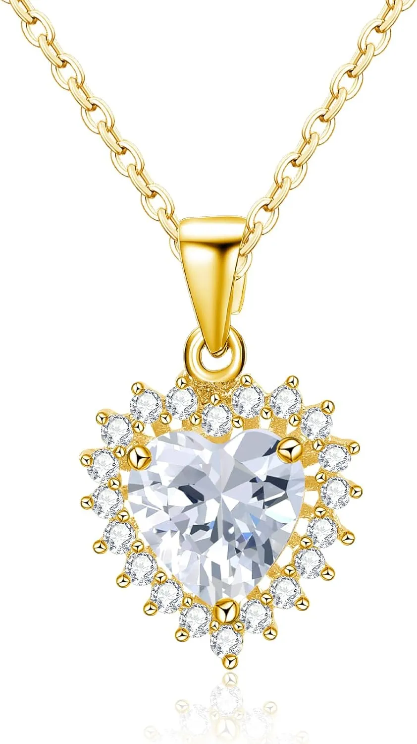 14K Gold Plated | 14K Platinum Plated Necklace for Women Pendant Necklace with Sparkling Cubic Zirconia Fashion Jewelry