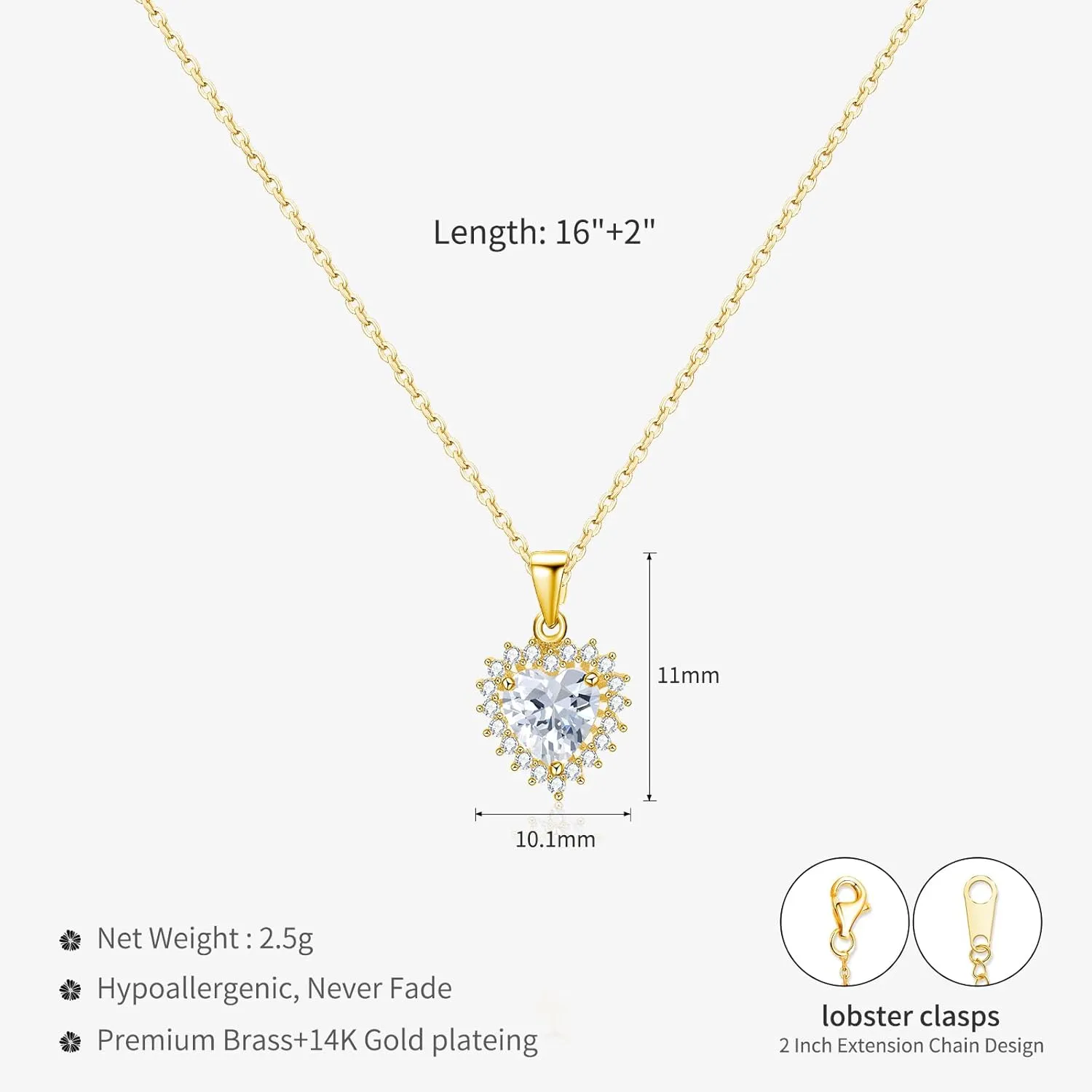 14K Gold Plated | 14K Platinum Plated Necklace for Women Pendant Necklace with Sparkling Cubic Zirconia Fashion Jewelry
