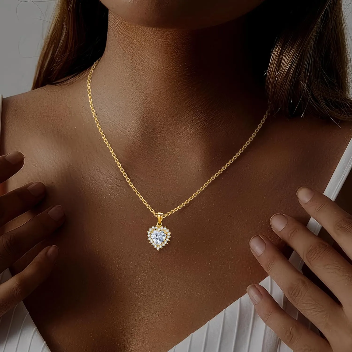 14K Gold Plated | 14K Platinum Plated Necklace for Women Pendant Necklace with Sparkling Cubic Zirconia Fashion Jewelry