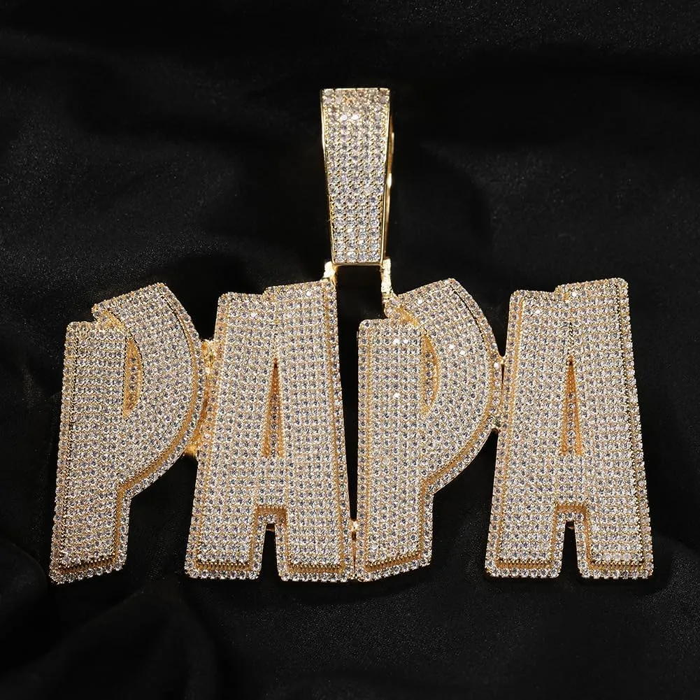 14K Gold Plated Custom Name Necklace With A-Z Letter, Personalized Nameplate Pendant Necklace With Cuban Link Chain,Trendy Hip Hop Rapper Chain For Men