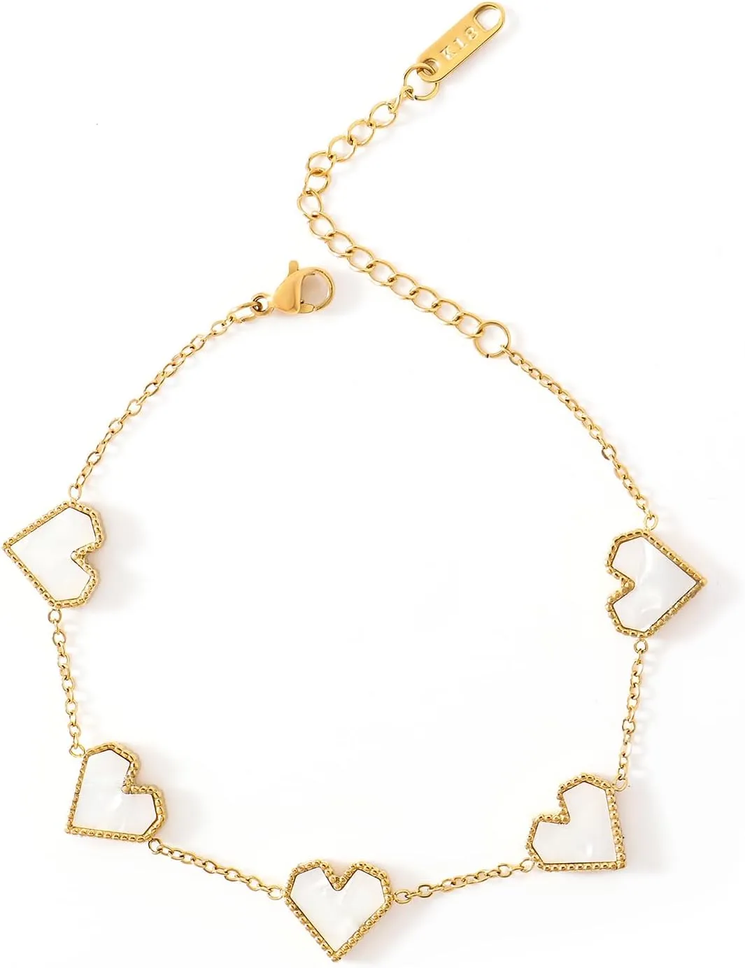 14K Gold Plated Heart Bracelet for Women Love Friendship Adjustable Link Chain Bracelets Gifts Trendy for Women Teen Girls