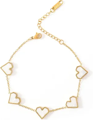 14K Gold Plated Heart Bracelet for Women Love Friendship Adjustable Link Chain Bracelets Gifts Trendy for Women Teen Girls
