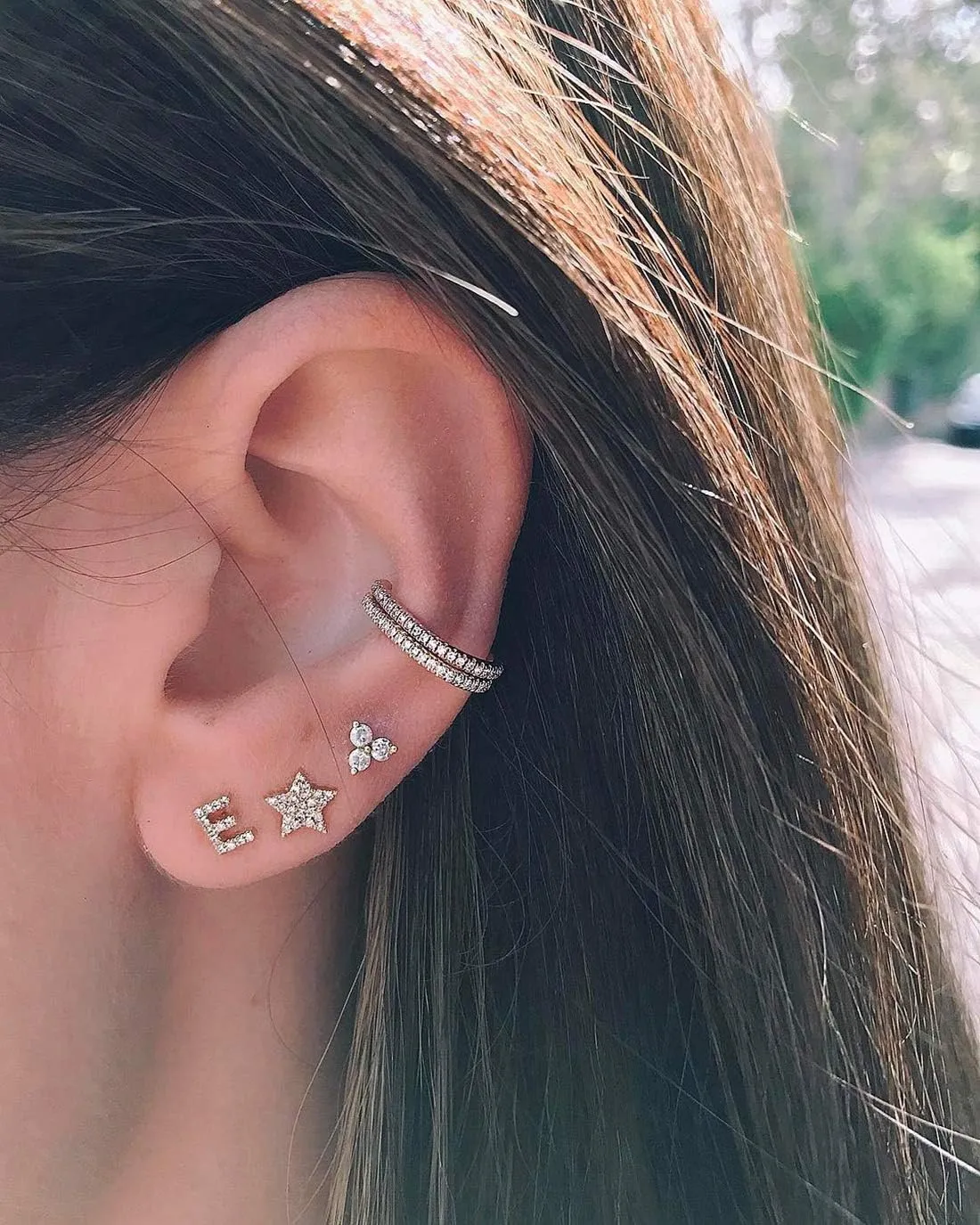 14K Gold Plated Initial Earrings Cubic Zirconia Tiny Letter Earrings Personalized Small CZ Stud Earrings for Women