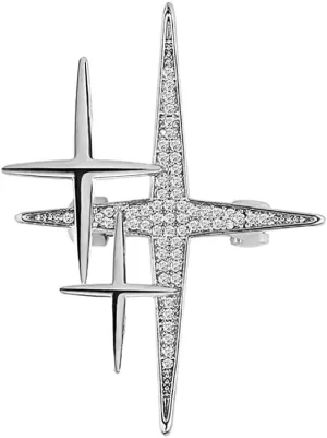 14K Golden Plated Cross Star Lapel Brooch Pin for Women Girls Men Cubic Zirconia Crystal Starburst Clip Sweater Collar Scarves Dress Jackets Backpacks Badge Corsage Brooches Pins Dainty Jewelry Gifts Accessories