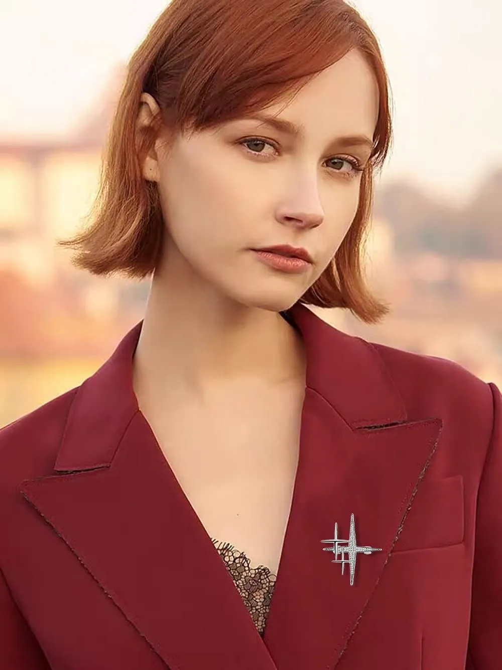 14K Golden Plated Cross Star Lapel Brooch Pin for Women Girls Men Cubic Zirconia Crystal Starburst Clip Sweater Collar Scarves Dress Jackets Backpacks Badge Corsage Brooches Pins Dainty Jewelry Gifts Accessories