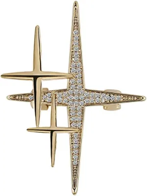 14K Golden Plated Cross Star Lapel Brooch Pin for Women Girls Men Cubic Zirconia Crystal Starburst Clip Sweater Collar Scarves Dress Jackets Backpacks Badge Corsage Brooches Pins Dainty Jewelry Gifts Accessories