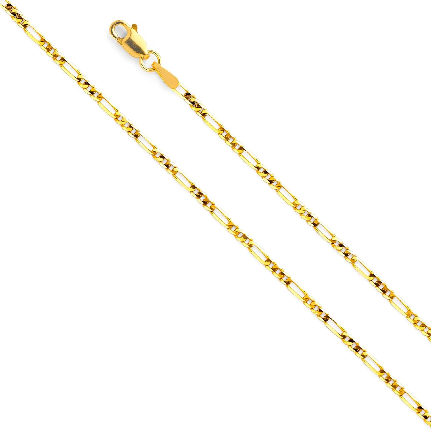 14K Two Tone Gold Jesus Crucifix Cross Pendant with 1.9mm Figaro 3 1 Chain Chain Necklace