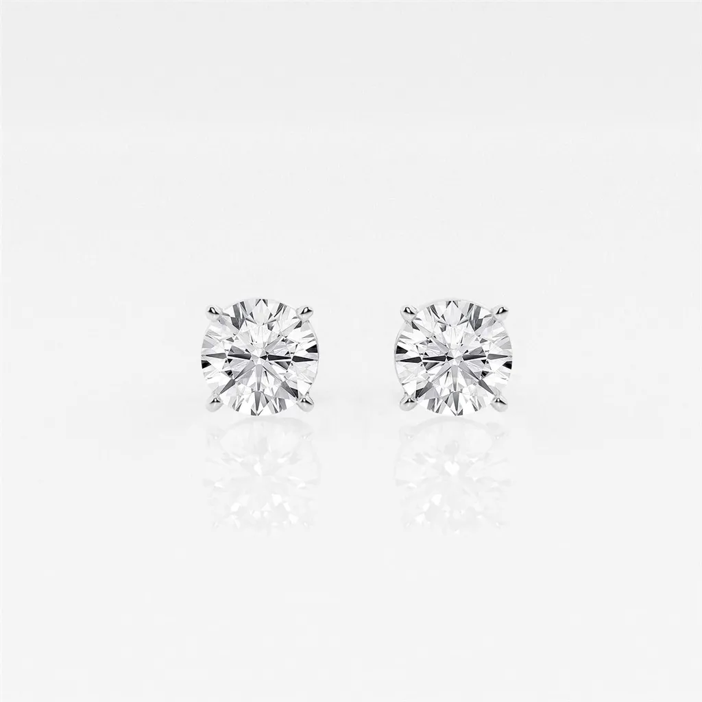 14K White Gold 0.56ctw Round Lab Diamond Solitaire Stud Earrings
