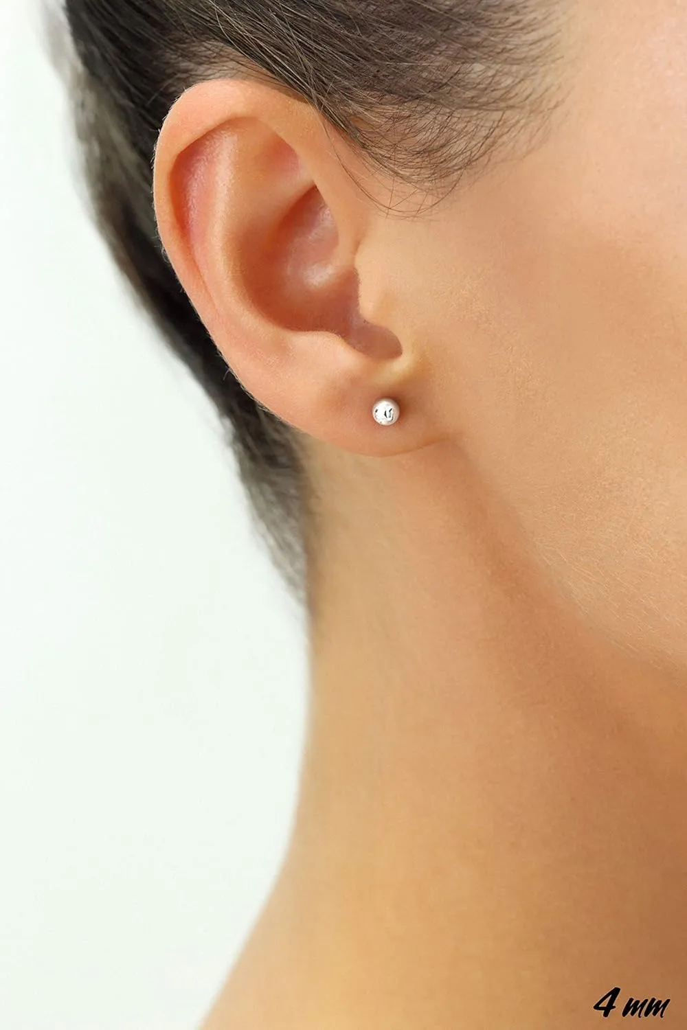 14k White Gold Ball Stud Earrings with Secure Screw-backs