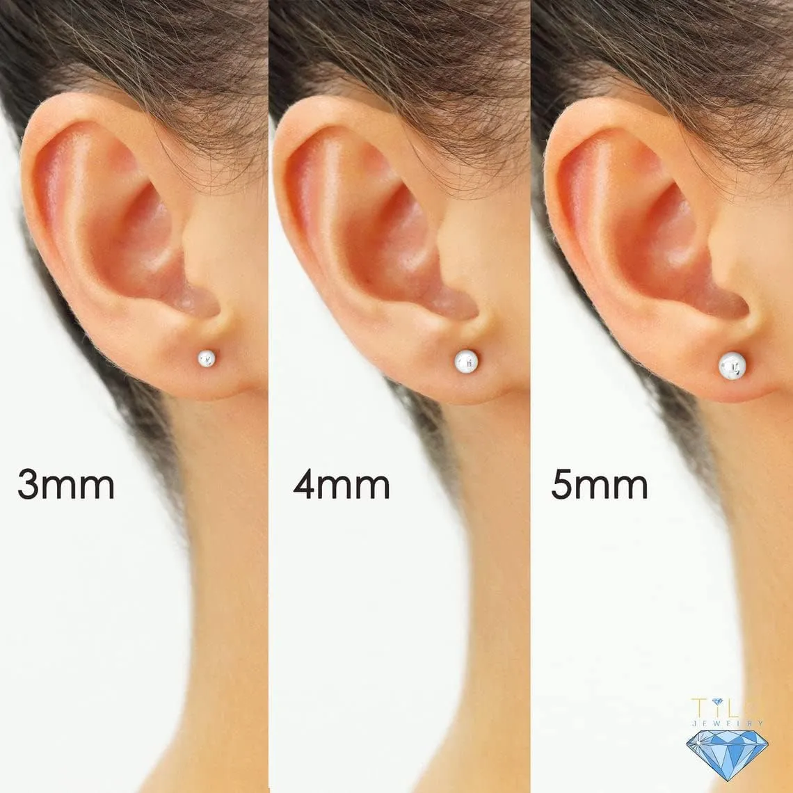 14k White Gold Ball Stud Earrings with Secure Screw-backs