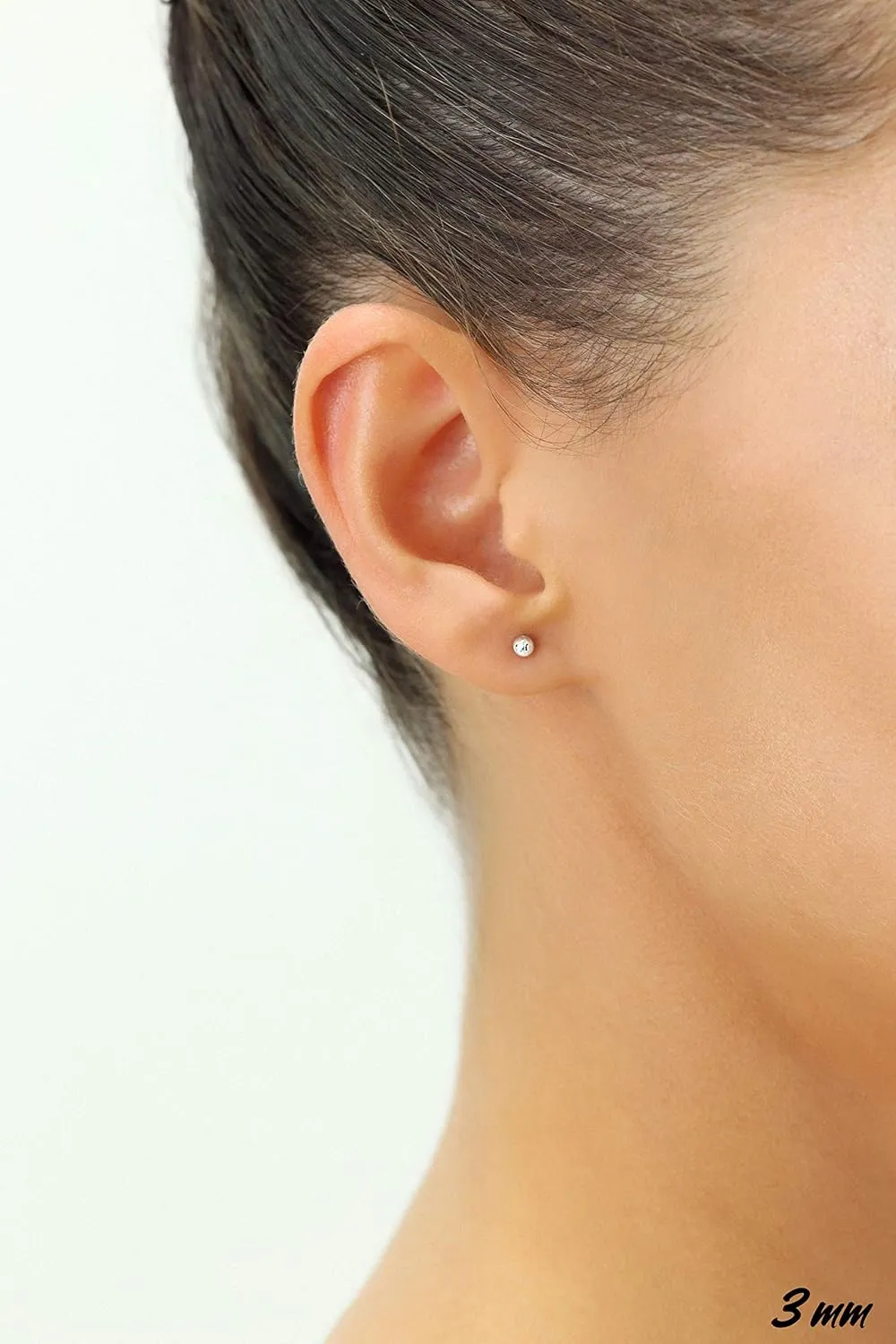 14k White Gold Ball Stud Earrings with Secure Screw-backs