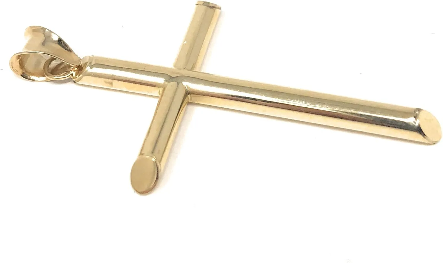 14K Yellow Gold Classic Cross Religious Charm Pendant with 1mm Box Chain Necklace