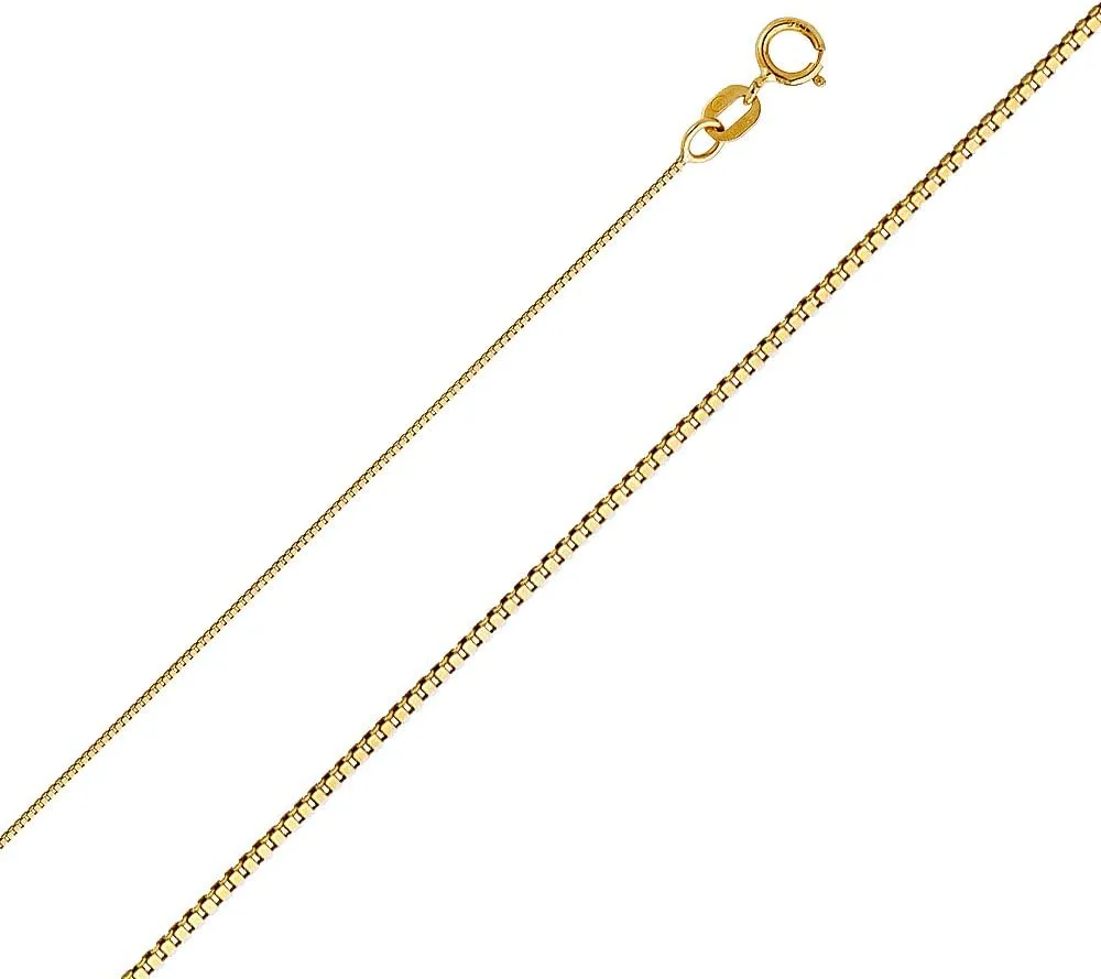 14K Yellow Gold Faith, Hope, and Charity Lucky Charm Pendant with 0.5mm Box Chain Necklace