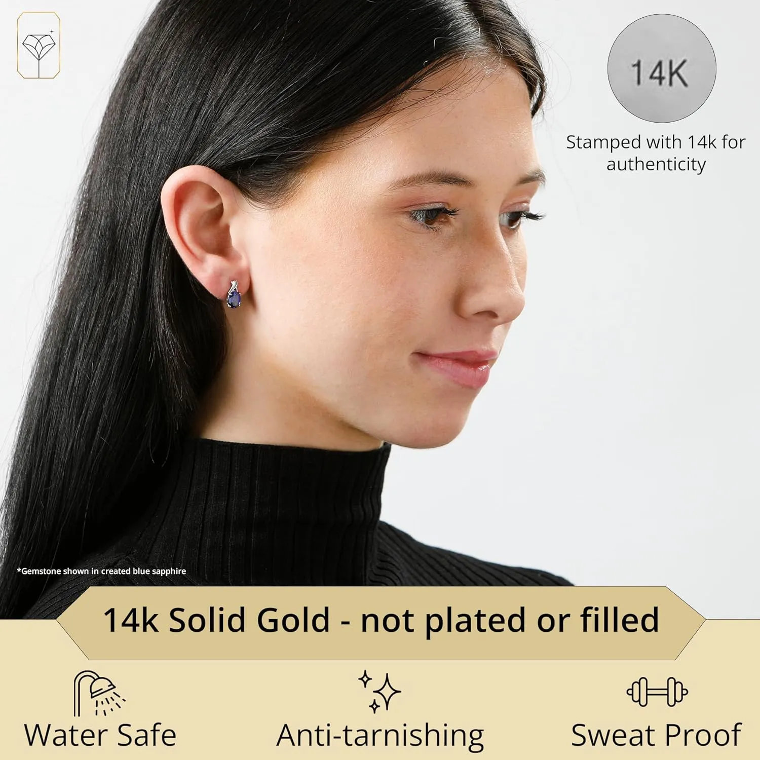 14k Yellow or White Gold Gemstone Oval Drop Stud Earrings for Women Twist with Push Backs and 8mm x 6mm Birthstone by MAX   STONE