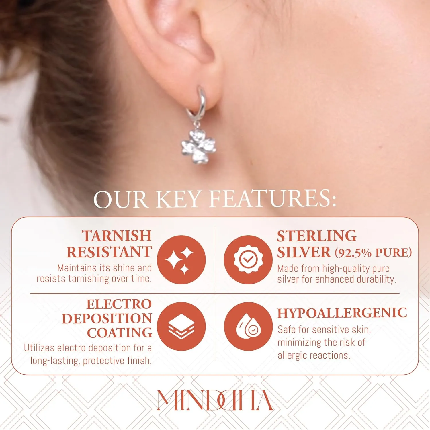 14K/18K Gold Plated Drop Dangle Clover Huggie Hoop Earrings for Women  Dainty Four-Leaf Clover Earrings with Charm  Sterling Silver Post Jewelry for Everyday and Special Occasion 24mm x 11mm