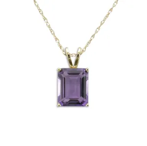 14KT GOLD 2.90 CT EMERALD CUT AMETHYST NECKLACE