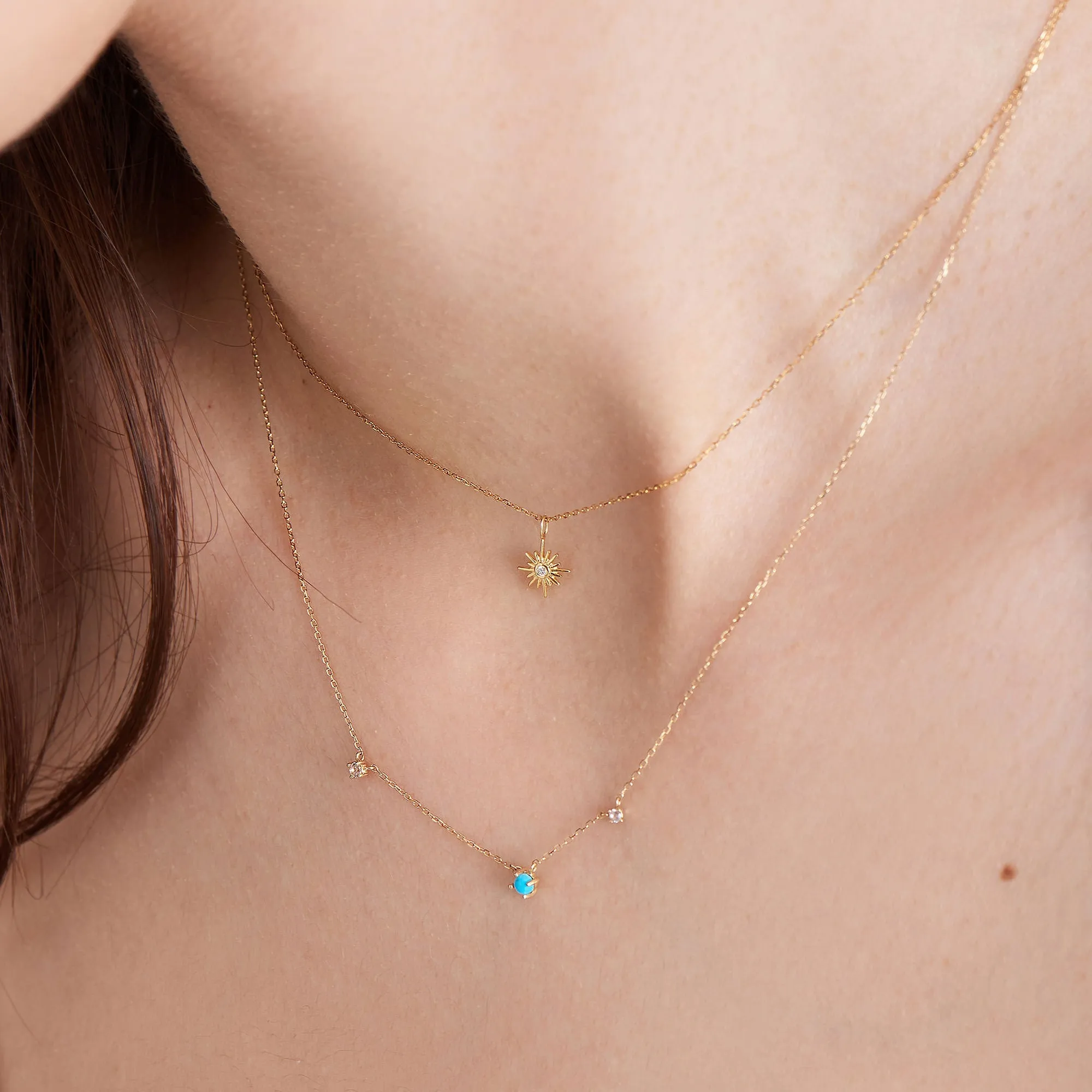 14kt Gold Sunburst Natural Diamond Necklace