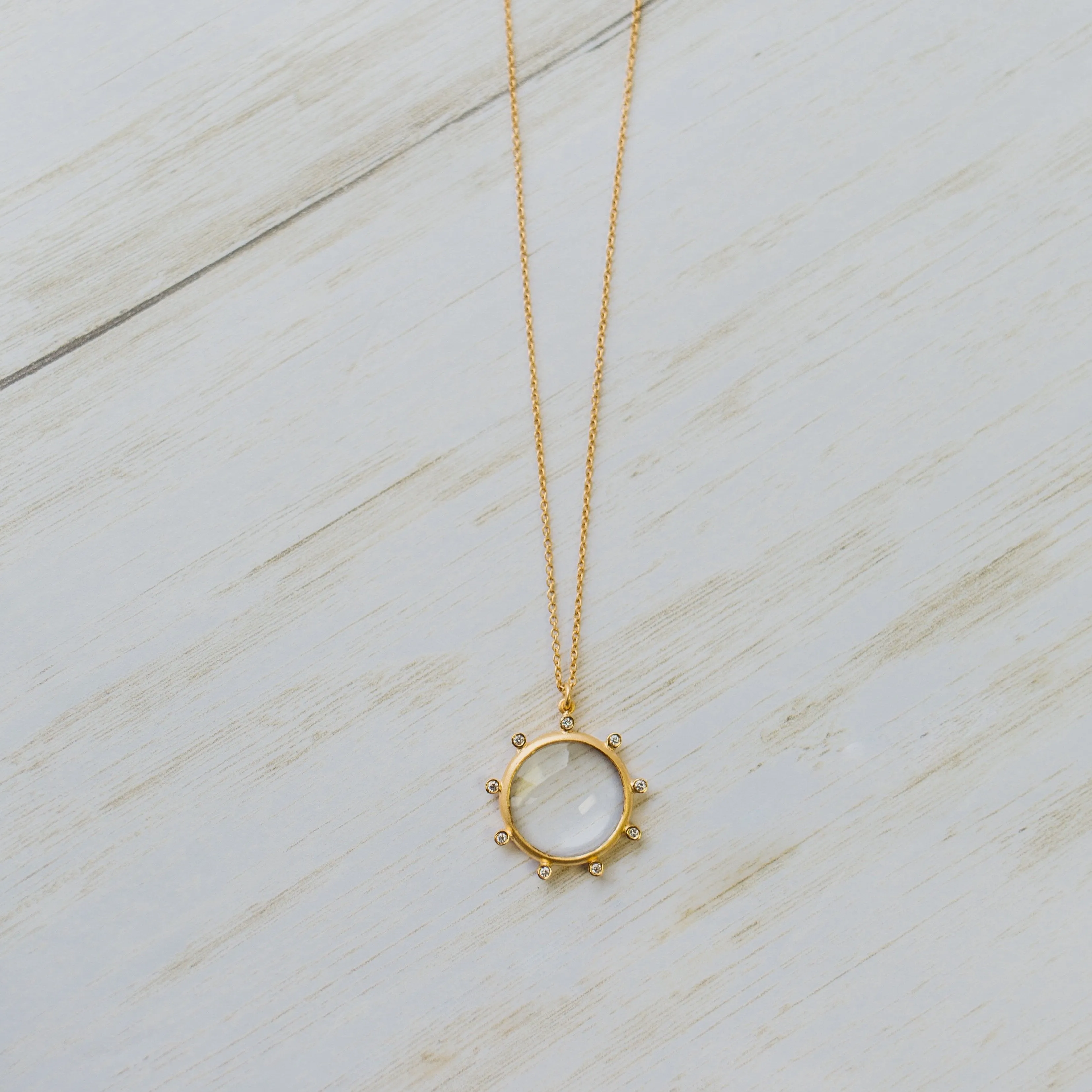 14ky Celestial Looking Glass 0.09ctw Accented Necklace