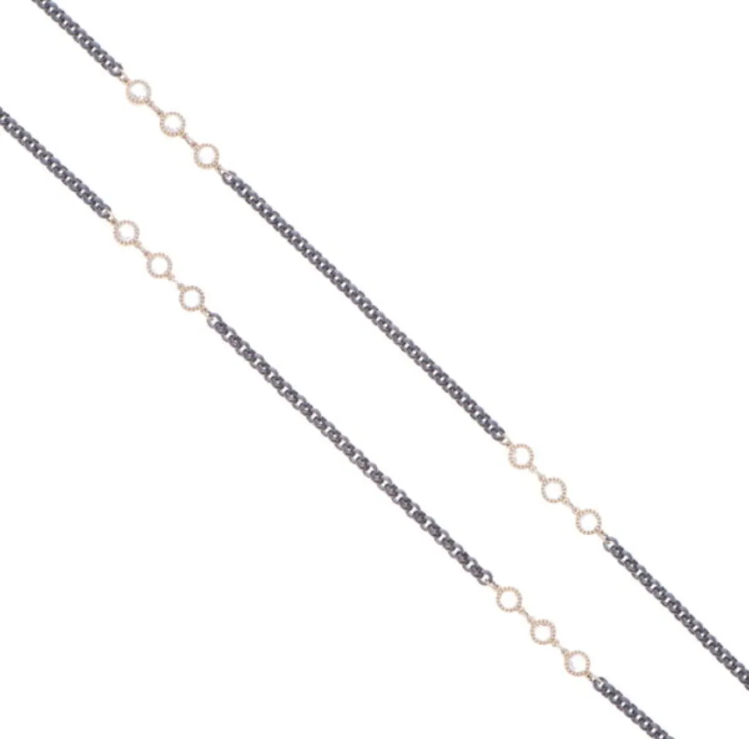 14KY Rose Cut Topaz Station Chain